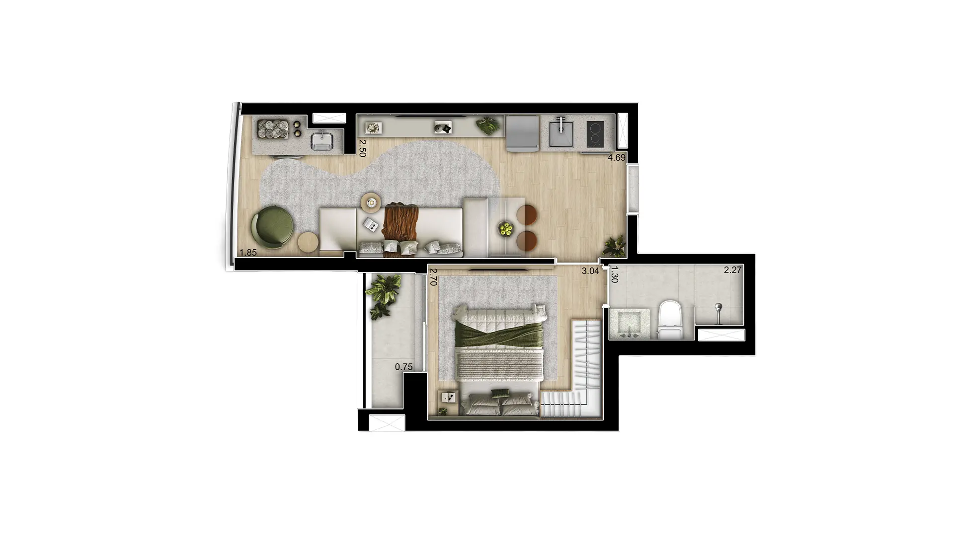 Planta Ilustrada Apto 36m²